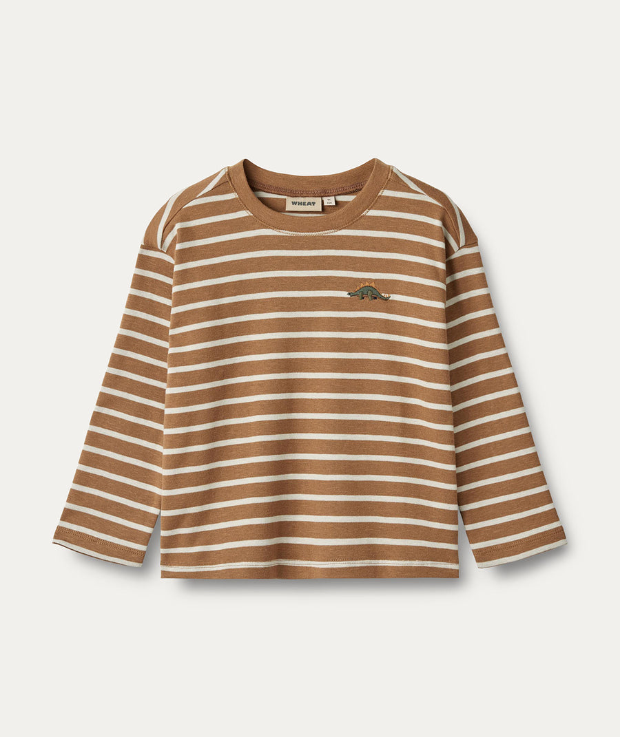 T shirt L/S Dallas -  Caramel stripe