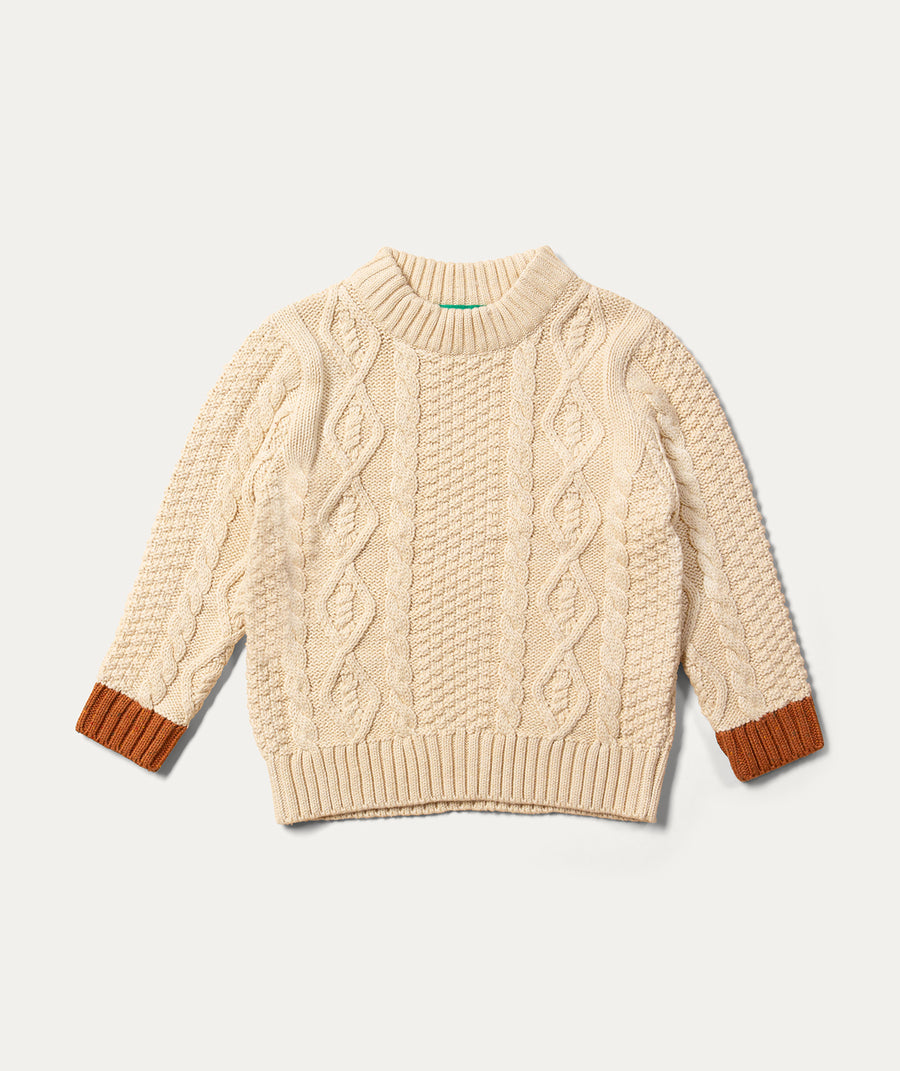 Aran Snuggle Knitted Jumper - Oatmeal