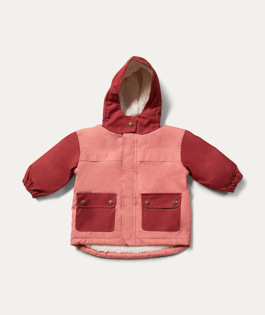 Recycled Waterproof Winter Coat - Plum Colourblock