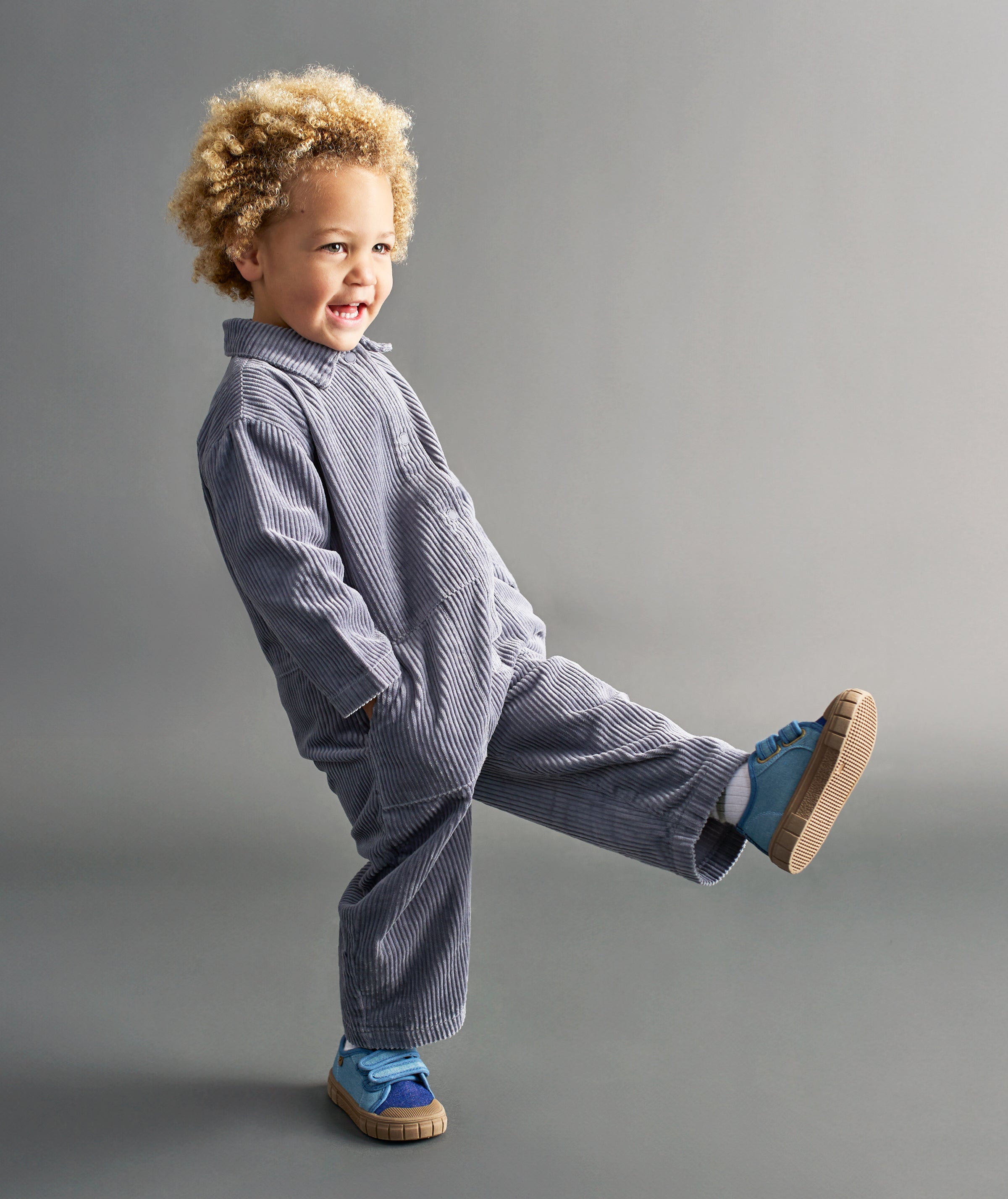 Organic Jumpsuit Blue Grey KIDLY