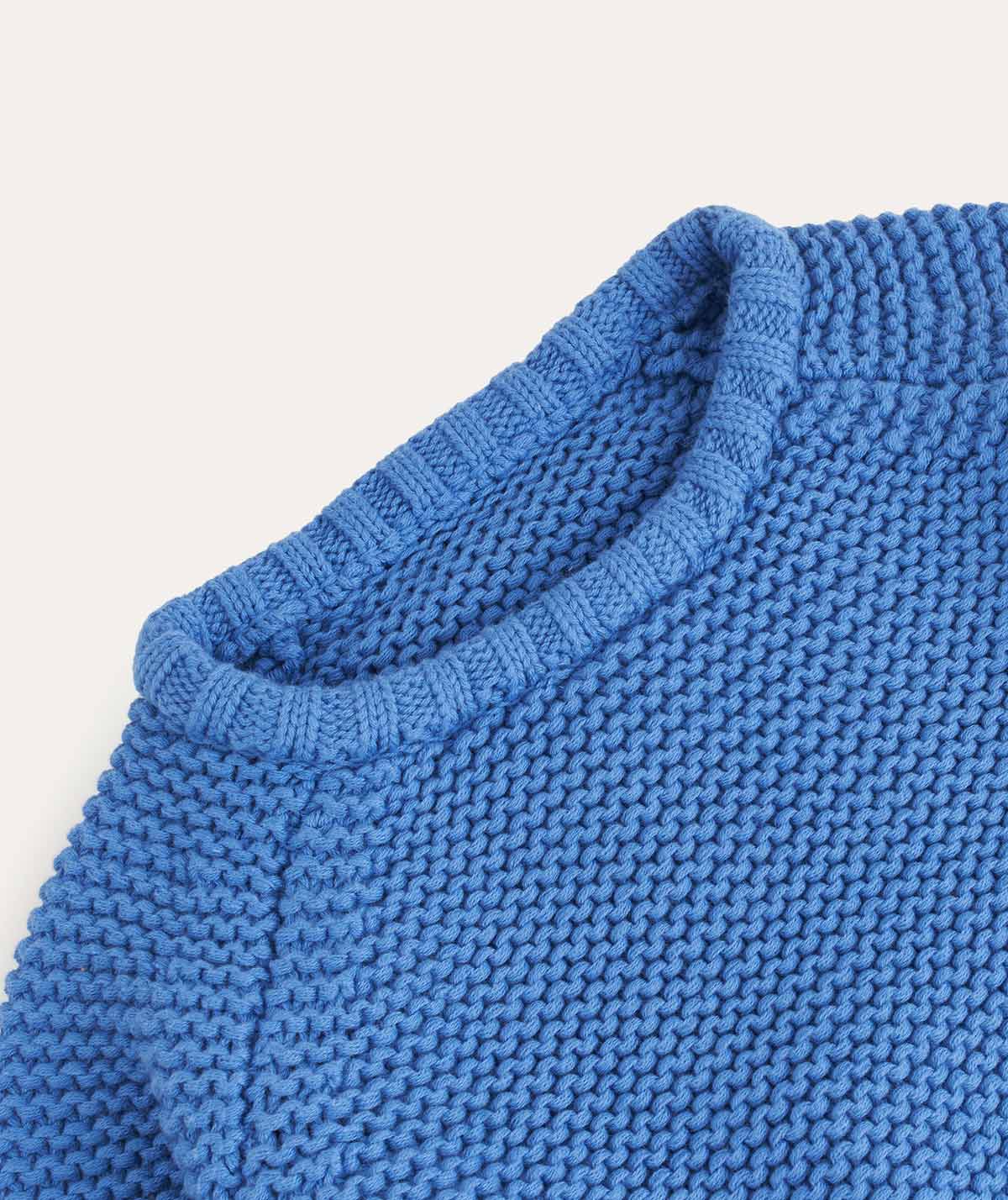 Buy the Blue KIDLY Label Garter Stitch Jumper KIDLY