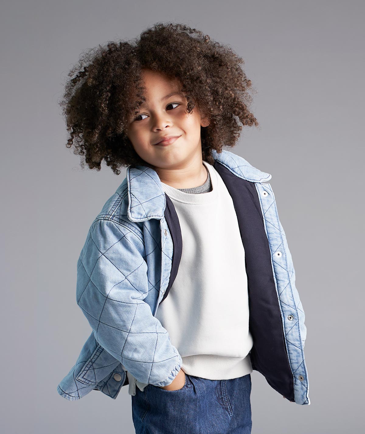Buy the Blue KIDLY Label Quilted Shacket KIDLY