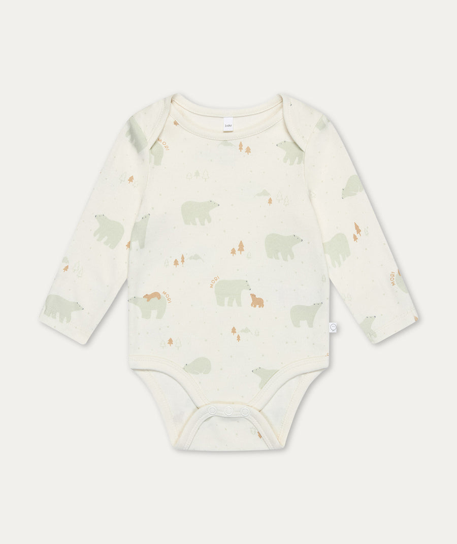 Polar Bear Print Long Sleeve Bodysuit - Polar Bear Print