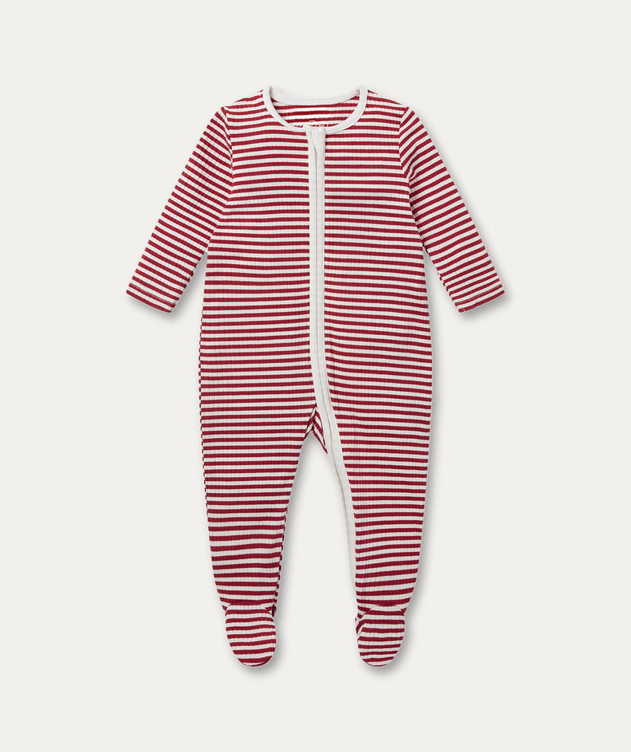 Ribbed Stripe Two Way Zip Up Sleepsuit - Multi