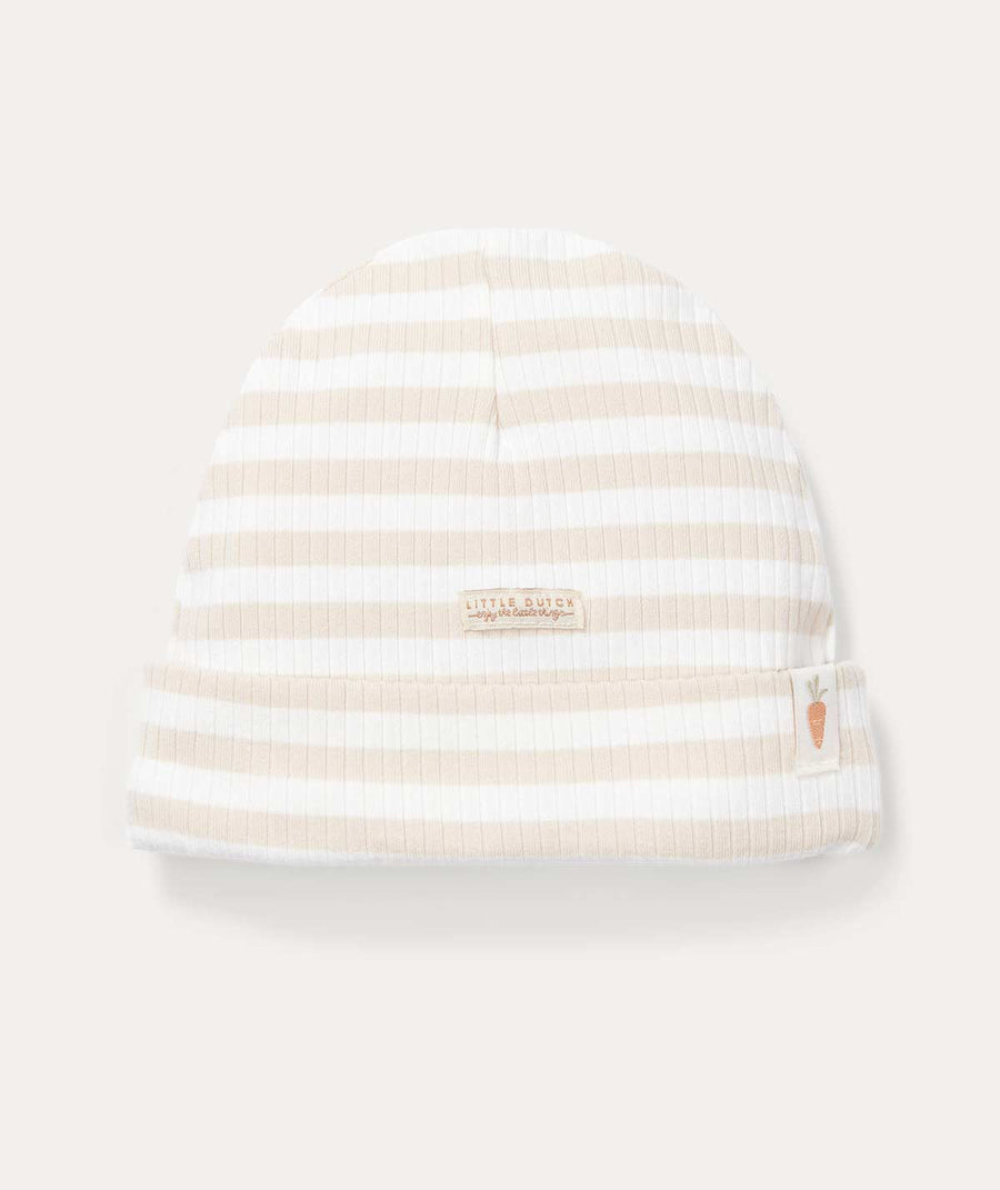 Baby Cap Stripe - Sand/White