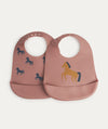 2 Pack Tilda Silicone Bib - Horses / Dark rosetta